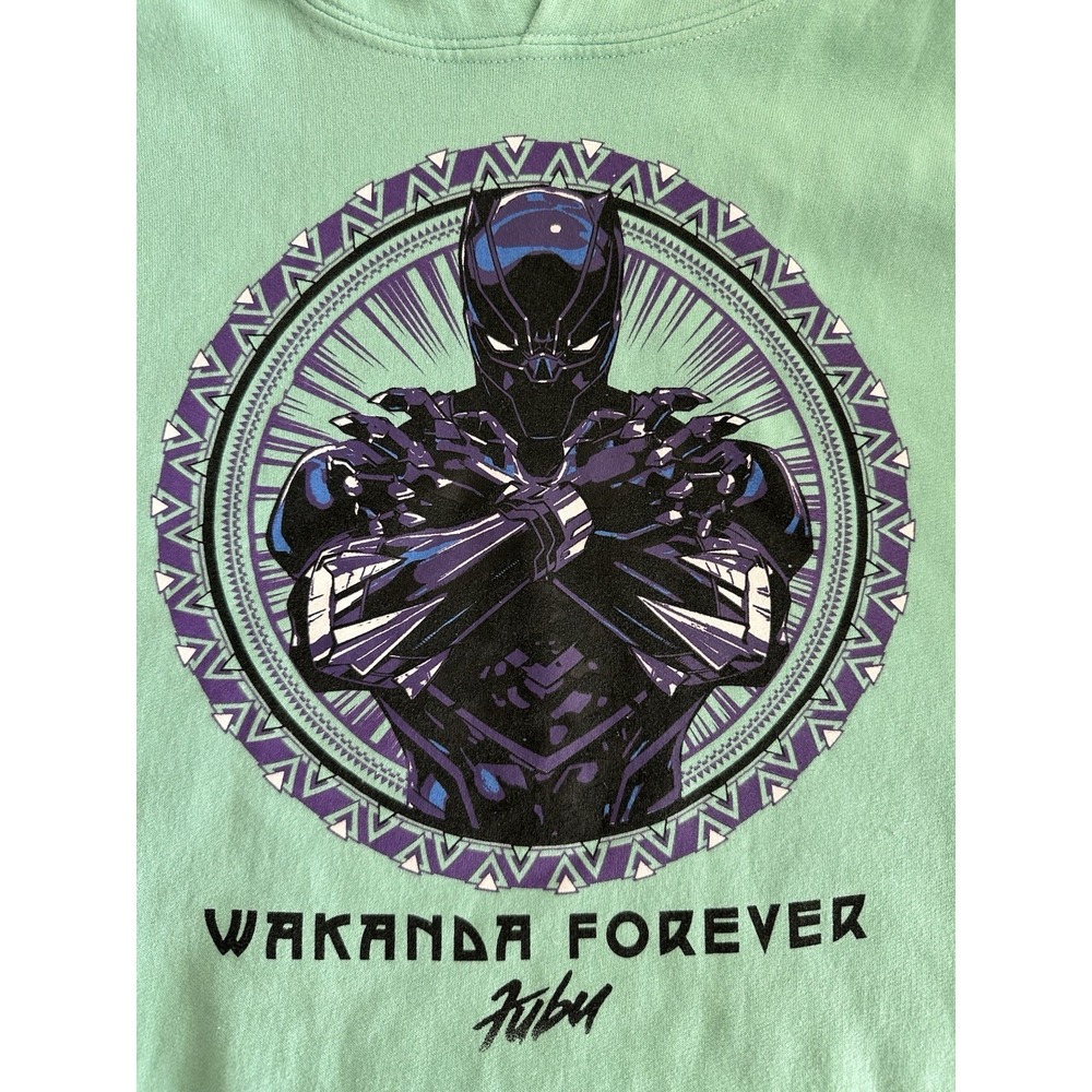 FUBU Marvel Black Panther Wakanda Forever Pullover Hoodie Size M Mint Green